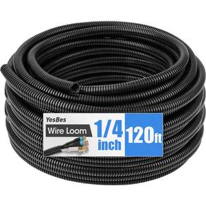 lot 4583 image: 120 FT Wire Loom 14 Inch, Split Wire Loom Tubing Conduit, Wire Protector Tubing, Black