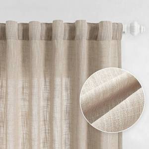 lot 4586 image: MYSKY HOME Cotton Curtains for Living Room Farmhouse Semi Sheer Light Filtering for Windows, Linen Look Texture Soft Modern Decor Country Style, 50 x 84, Light Oatmeal, 2 Panels