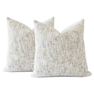 lot 4587 image: HOMFINER Textured Neutral Throw Pillow Covers 24x24 Inch Set of 2 Soft Woven Chenille Accent Boho Farmhouse Square Decorative Cushion Cases for Modern Home Decor Bed Couch Sofa Living Room