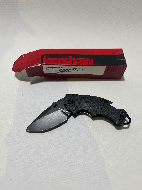 lot 22 image: Kershaw Fatback (1935) Multipurpose Knife With 3.5 In. Stainless Steel Black-Oxide Coated Blade Glass - Filled Nylon Handle