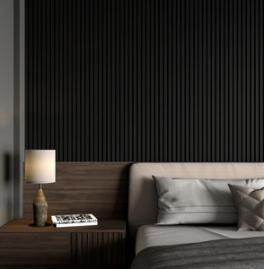 lot 101 image: Professional Quality ARQ� Acoustic Wooden Long Slat Wall Panel - Matte Black 142 x 12.5
