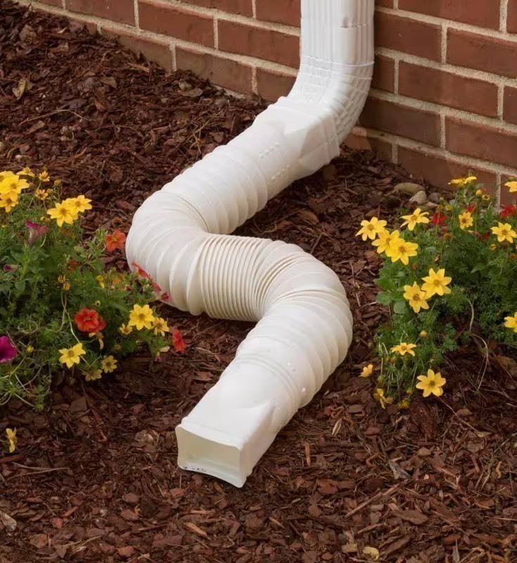 lot 211 image: 3 New Amerimax Flex A Spout 22-55 Vinyl Downspout Extension Drainage, White