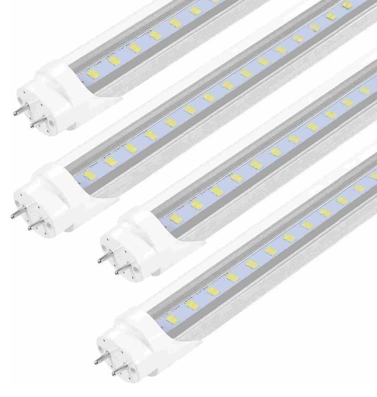 lot 294 image: Bundle of 4, 48 inch T8 LED Bulbs 4 Foot Type AB,24W 3200LM 6500K Clear Cover Super Bright,Single and Double End Powered,T8
