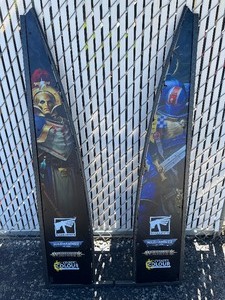 lot 30 image: WarHammer 40K Promo Steel Shelving Sides - Great Pieces for Decor in Your Game Room - Beautiful Coloring in Person - See all images