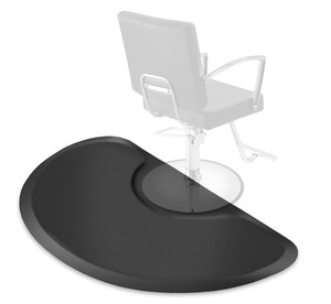 lot 153 image: 3 ft. x 4 ft. Salon & Barber Shop Chair Anti-Fatigue Mat - Black Semi Circle - 58 in. Thick