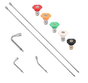 lot 22 image: SEPLY Pressure Washer Extension Wand, 120 Stainless Steel Lance with 30°90°120° Curved Rods, 5 Nozzle Tips, 14 Quick Connect, 4000 PSI for Gutter, Roof, and Siding Cleaning