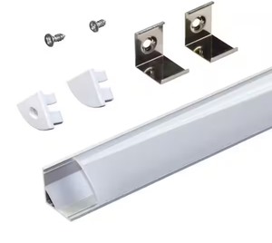 lot 167 image: Corner Mount LED Tape Light Channel Mounting Hardware, Silver (5-Pack)