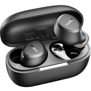 lot 36510 image: TOZO A1 Wireless Earbuds Bluetooth 5.3 Light Weight in Ear IPX5 Waterproof Headphones 2 Mic for AI Calls, Immersive Premium Sound Bass Headset with Charging Case, 32 Presets EQ Customization via App - Retail $20