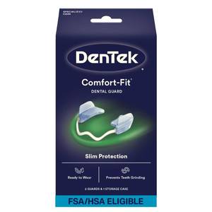 lot 36511 image: DenTek Comfort-Fit Dental Guard, Mouth Guard for Grinding Teeth at Night, Pack of 2 Guards & 1 Storage Case - Retail $25