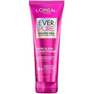 lot 36531 image: LOreal Paris Sulfate Free Iron Sleek Smoothing Conditioner, Frizz Control and Humidity-Resistant Formula with Alpha-Acids for Frizzy Hair, EverPure Hair Care, 6.8 Fl Oz - Retail $10