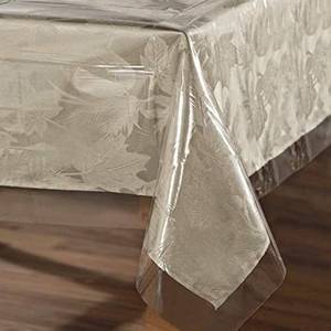 lot 36566 image: Clear Plastic 100% Waterproof Tablecloth - 54 x 78 Inch - Vinyl PVC Rectangle Table Cloth Protector Oil Spill Proof Wipe Clean Table Cover for Dining Tables, Parties & Camping, Crystal Clear - Retail $10