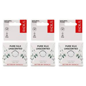 lot 36597 image: Dental Floss, Natural Floss, Unscented Silk, 33 Yards, Compostable & Non-Toxic Oral Care Designed to Help Fight Plaque, Pack of 3 - Retail $13