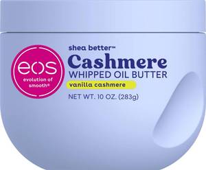 lot 36609 image: eos Cashmere Whipped Oil Body Butter, Vanilla Cashmere, 72 Hour Weightless Moisture For Dry Skin, Rich Formula and Deep Hydration, Body Care, 10 oz - Retail $13