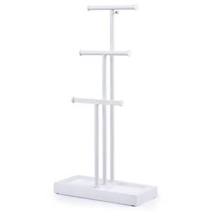 lot 36625 image: Jewelry Tree Stand White Metal and Wood Base Large Storage Jewelry Organizer for Necklaces Bracelets Earrings Holder Organizer Jewelry Display Gift White and White - Retail $16