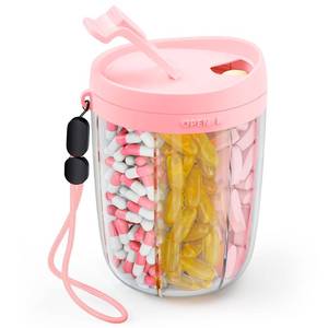 lot 36644 image: Large Pill Organizer, Pill Dispenser for Holding 6 Various Vitamins, Pill Box Case with Anti-Mixing & Wide Opening Design, Easy to Retrieve Meds, Includes 20 Pcs Stick-on Labels - Retail $12