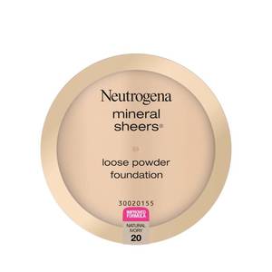 lot 36659 image: Neutrogena Mineral Sheers Loose Powder Makeup Foundation, Lightweight Face Makeup, Sheer to Medium Buildable Coverage, Sensitive Skin Foundation with Vitamins A, C, & E, Natural Ivory 20, .19 oz - Retail $21