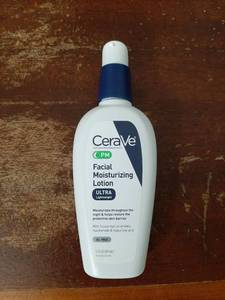 lot 36670 image: CeraVe PM Facial Moisturizing Lotion, Night Cream with Hyaluronic Acid and Niacinamide, Ultra-Lightweight, Oil-Free Moisturizer for Face, 3 Ounce - Retail $15