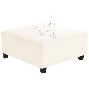 lot 36684 image: Waterproof Square Ottoman Cover Large Square Folding Storage Ottoman Bench Slipcovers Footrest Stool Covers Oversized Ottoman Coffee Table Covers Cube with Elastic Bottom S Beige - Retail $20