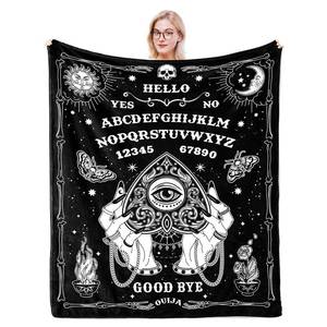 lot 36685 image: Ouija Board Blanket 50x60, Goth Witchy Birthday Gifts for WomenMen, Gothic Skeleton Skull Ouija Board Decor, Halloween Christmas Decorations, Spooky Gifts, Halloween Gothic Throw Blanket - Retail $20