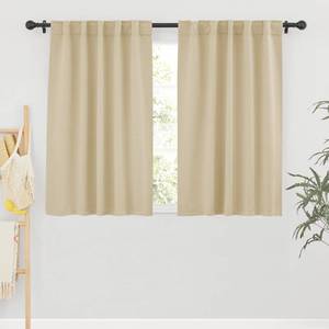 lot 36686 image: Room Darkening Curtains - Back Loops Solid Sunlight Block Window Decor for Nursery Bedroom Kitchen Bath Garage, Wide 42 in x Long 45, Biscotti Beige, 2 Panels - Retail $19