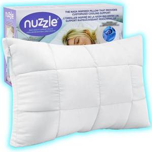 lot 36690 image: Nuzzle Adjustable Pillow, Luxury Standard Size Bed Pillow Hotel Collection - Best Adjust Height Soft Firm Pillow for Back, Stomach or Side Sleepers - Home Gifts - Retail $42