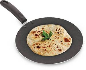 lot 36706 image: Roti Pan Non-Stick Chapati Tawa Roti Tawa Paratha Tava Aluminum Griddle 2.6 MM with Free Wooden Spatula and Scrubber Thickness (275MM) - Retail $21