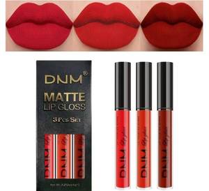 lot 36713 image: Dark Ruby Fire Red Matte Liquid Lipstick Lip Stain Lip Gloss sets for Women 24 Hour Red Matte Lipstick Long Lasting Smudge Proof.  ONE MISSING... - Retail $8