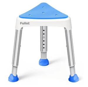 lot 36727 image: Space-Saving Triangular Shower Chair for Elderly and Disabled, 400 lbs Adjustable Shower Stool Seat with Stable-Bracing, Non-Slip Bathtub Chair, Tool-Free Assembly, Blue With Eva Pad - Retail $40