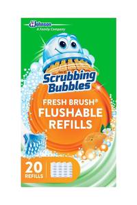 lot 36737 image: Scrubbing Bubbles Flushable Toilet Bowl Wand Cleaner Refills, Fresh Brush Cleaner Toilet Refill Pads, Removes Limescale & Odors, Citrus Scent, 20 Count (Pack of 1) - Retail $7