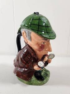 Sherlock Holmes Character Toby Jug with Magnifying Glass and Pipe