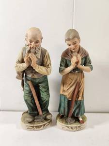 lot 101 image: Ceramic Elderly Couple Figurines Set with Walking Sticks