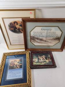lot 117 image: Religious Inspirational Framed Art Collection with Angels and Biblical Verses