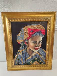 lot 124 image: Framed Mixed Media Portrait Painting