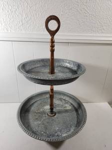 lot 137 image: Two Tier Serving Stand with Brass Handle