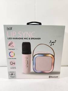 lot 143 image: iJoy Lip Sync LED Karaoke Microphone and Bluetooth Speaker Set