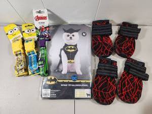 lot 175 image: Superhero Pet Accessories Bundle - Collars, Costume & Boots