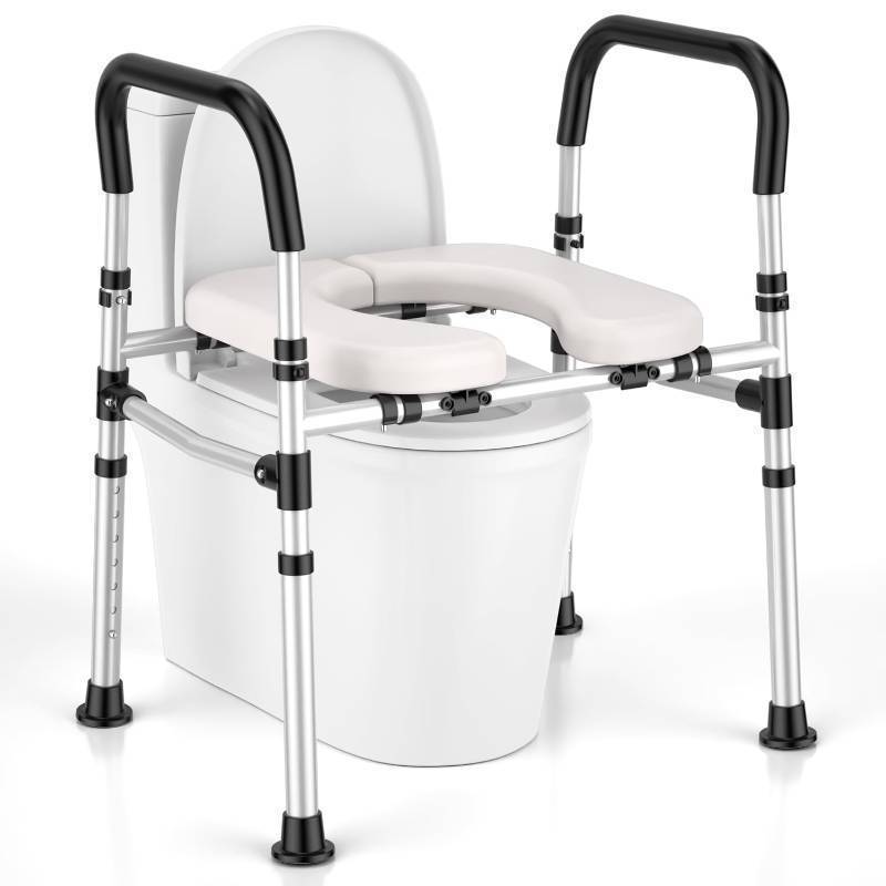lot 27020 image: Toilet Seat Riser for Seniors, Raised Toilet Seat with Handles - FSAHSA Eligible, Adjustable Height & Width, Supports 400 lbs - Universal Fit for Elderly, Handicap, Post-Surgery & Pregnancy - Retail $60