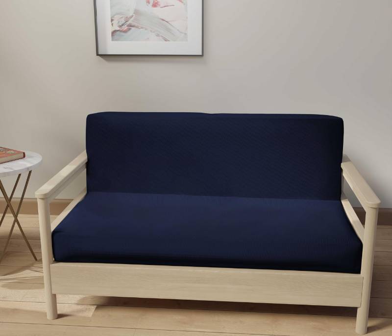 lot 43481 image: LANE LINEN Futon Covers Full Size, 100% Cotton Slipcovers, Full Size Mattress Cover for Futon Sofa Bed, Foldable Armless Sofa Cover, Zippered Couch Cover - Navy Blue - Retail $35