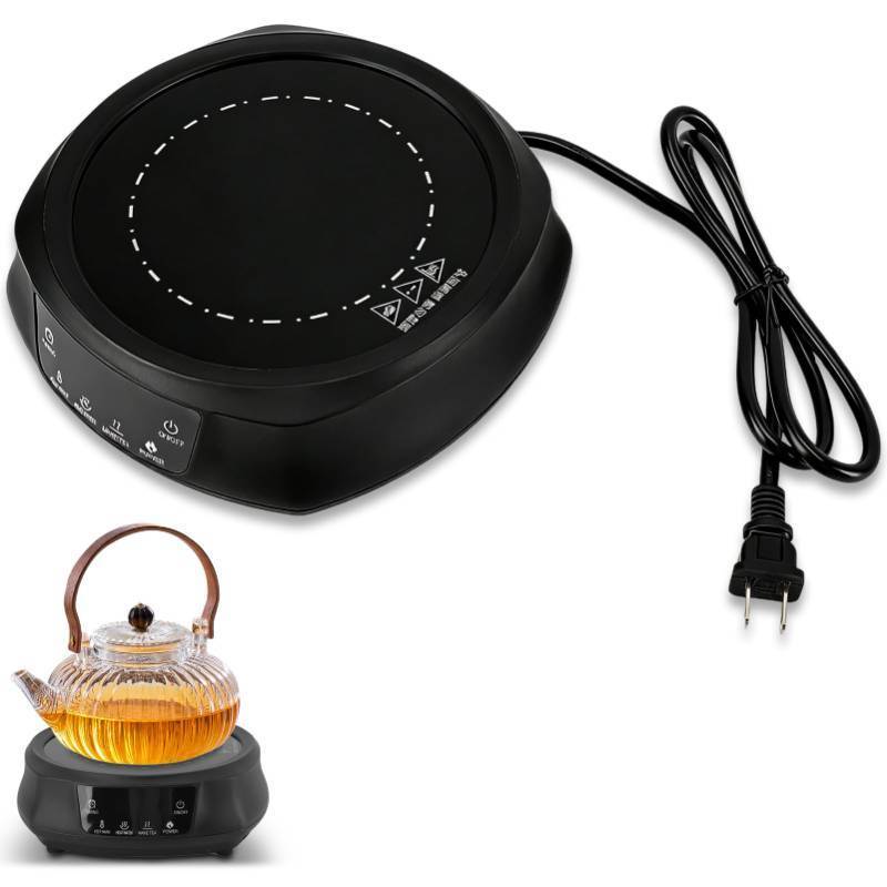 lot 45882 image: 800W Electric Small Hot Plate, Portable Mini Stove Cooktop with 8 Adjustable Power Levels Timer Single Burner for Boiling Water Making Tea Coffee Countertop Heater for Office Dorm Camping RV (Black) - Retail $42