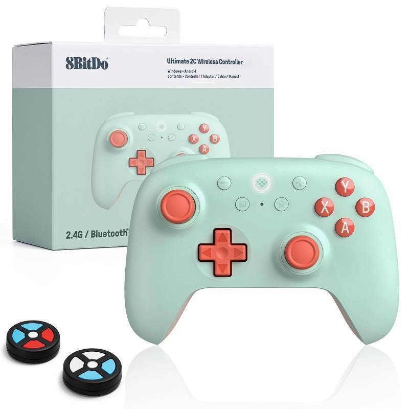 lot 45915 image: 8Bitdo Ultimate 2C Wireless Controller for Windows PC and Android, with 1000 Hz Polling Rate, Hall Effect Joysticks and Triggers, and Remappable L4R4 Bumpers (Mint) - Retail $30