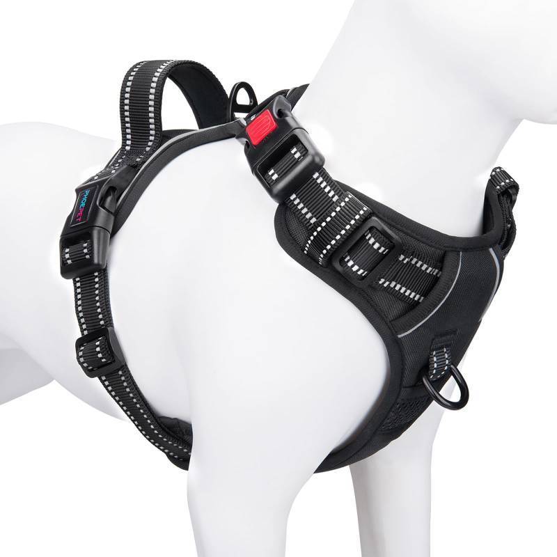 lot 45959 image: PHOEPET No Pull Dog Harnesses for Small Dogs Reflective Adjustable Front Clip Vest with Handle 2 Metal Rings 3 Buckles Easy to Put on & Take Off (S, Black) - Retail $23