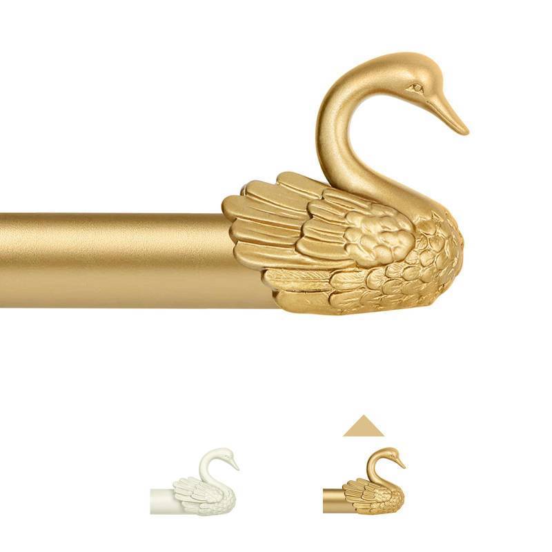 lot 45961 image: TANGWIN Gold Farmhouse Curtain Rods for Windows66-120 Inch Adjustable Curtain Rod for Bedroom Living Room,Heavy Duty Decorative Rustic Drapery Rods with Vintage Swan Finials Easy Install,Brass Gold - Retail $37