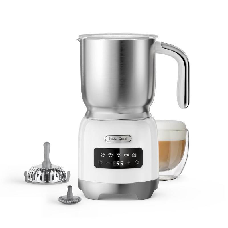 lot 50358 image: Hazel Quinn Milk Frother and Steamer, Variable Temp and Thickness, Detachable for Dishwasher Safe, 400ml  13.5oz Milk Warm for Hot & Cold Latte, Cappuccino Hot Chocolate - Pearl White - Retail $50