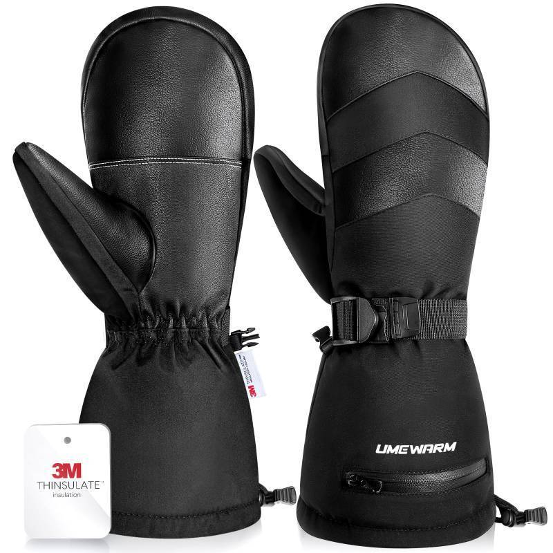 lot 58317 image: UMEWARM -10°F Winter Ski Mittens for Men & Women Made with 3M C100 Insulation, Double Waterproof Winter Ski Gloves, 2X Warmer Snowboard Mittens with 5-Layer Fabric, Premium Anti-Slip Palm Snow Mitts - Retail $29