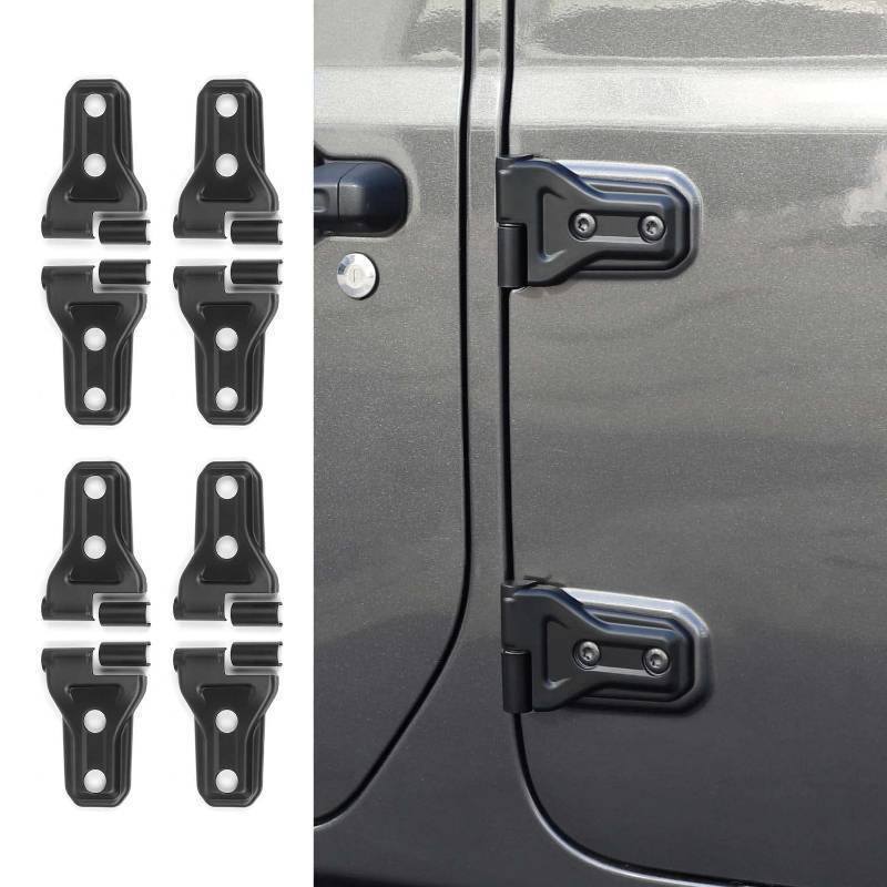 lot 58597 image: RT-TCZ Jeep Hinge Cover Trim - Front & Rear Door Hinges, Exterior Decoration Accessories - Compatible with Jeep Wrangler JL Unlimited 4-Door & Gladiator JT 2018-2024, 8Pack, Matte Black - Retail $33