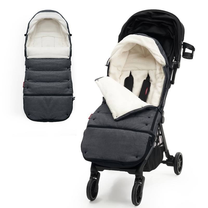 lot 43525 image: Momcozy Stroller Footmuff Universal  Easily Attaches to Most Strollers  Ultra-Plush,Weather-Proof Stroller Sleeping Bag  Deluxe Warm Stroller Bunting Bag  Extendable Cover Winter  Adjust-Buckle - Retail $119