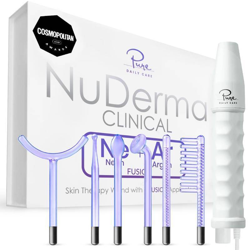lot 16899 image: Pure Daily Care NuDerma Clinical Portable Skin Therapy Wand, Machine with 6 Fusion Neon  Argon Wands Anti Aging - Clarifying - Skin Tightening & Radiance - Wrinkle Reducing - Retail $150