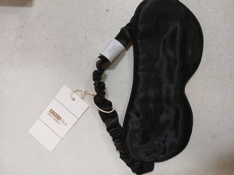 lot 25880 image: ZIMASILK Adjustable 22 Momme 100% Mulberry Silk Sleep Mask,  Super Soft Breathable Blindfold, Perfect Blocks Light for Sleeping. (Black) - Retail $29