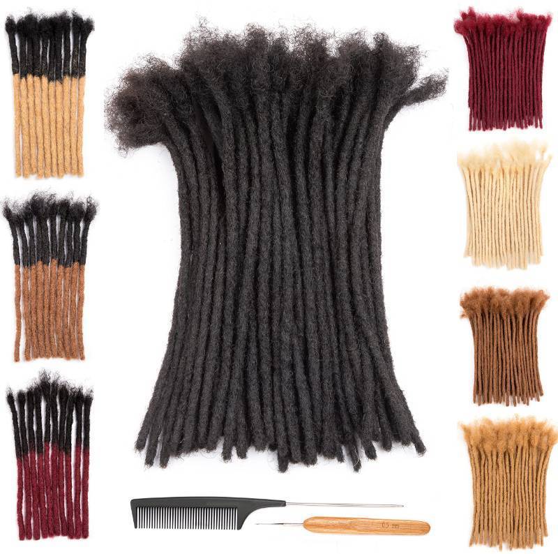 lot 43565 image: DAIXI 0.4cm and 0.6 0.8cm Thickness 8-18 Inch 70 Strands 100% Real Human Hair Dreadlock Extensions for ManWomen Handmade Permanent loc Extensions Bundles Can Be Dyed Bleached Curled Twisted - Retail $120