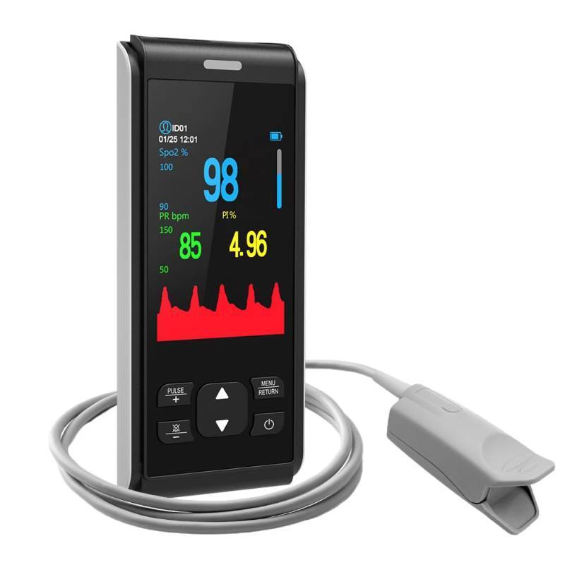 lot 43576 image: Pulse Oximeter Fingertip Handheld Pulse Oximeter With Continuous Monitor Blood Oxygen Saturation Monitor for Adults Rechargeable Monitor Oxygen Meter For SpO2PRPI - Retail $99